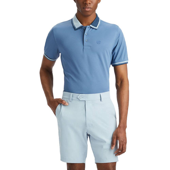 Gfore Two Tone Banded Sleeve Tech Pique Golf Polo Slate - 23 Men
