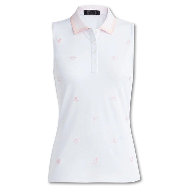 Gfore Embroidered Rib Collar Tech Pique Sleeveless Golf Polo Snow - FA23 Women