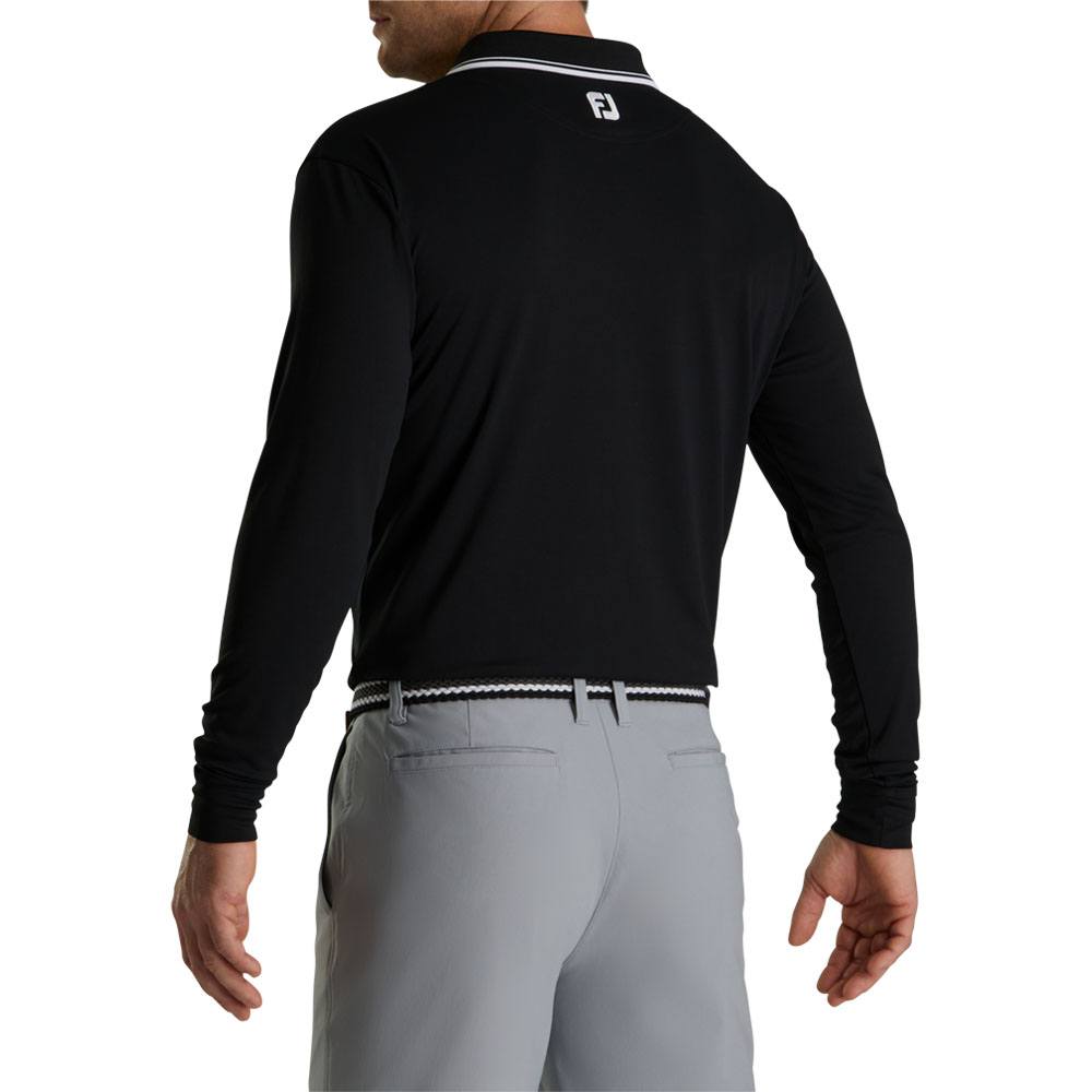 FootJoy Pique Sun Protection Knit Collar Golf Polo Black/White- SP23