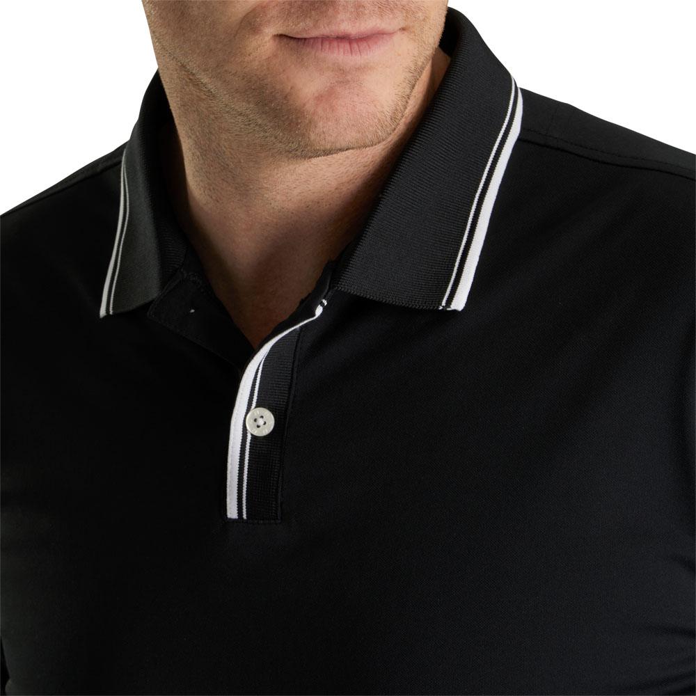 FootJoy Pique Sun Protection Knit Collar Golf Polo Black/White- SP23