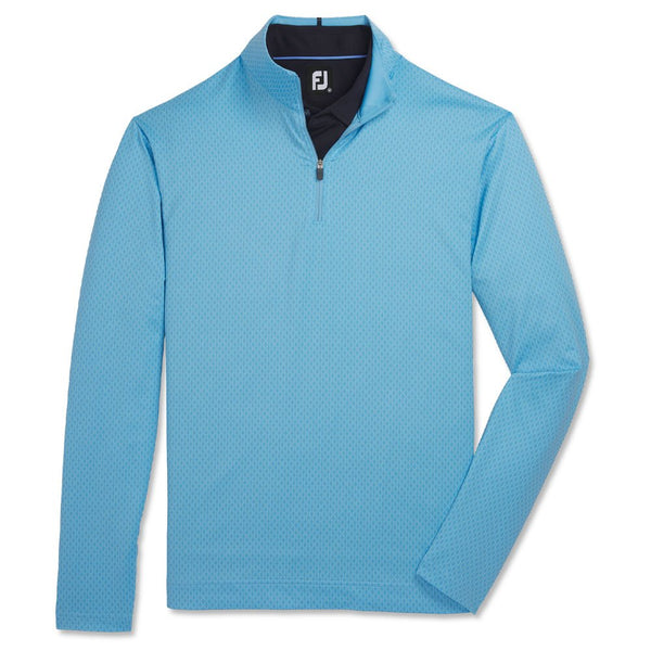 FootJoy Tonal Print Mid Layer Golf Pullover True Blue - FA23