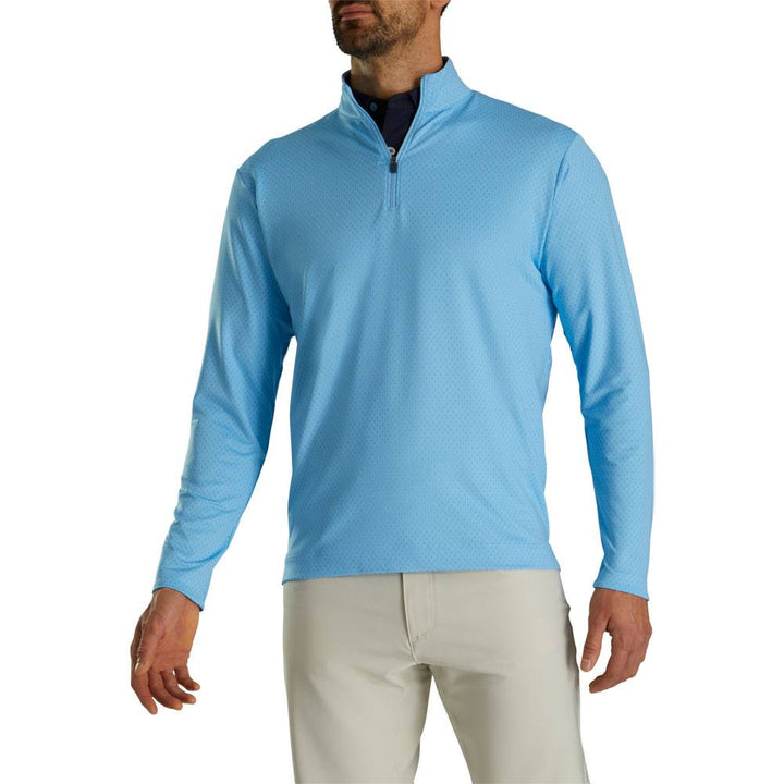FootJoy Tonal Print Mid Layer Golf Pullover True Blue - FA23