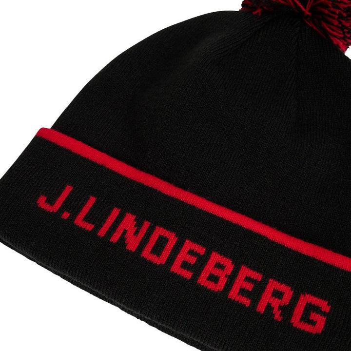 J.Lindeberg Stripe Golf Beanie Black - FW23