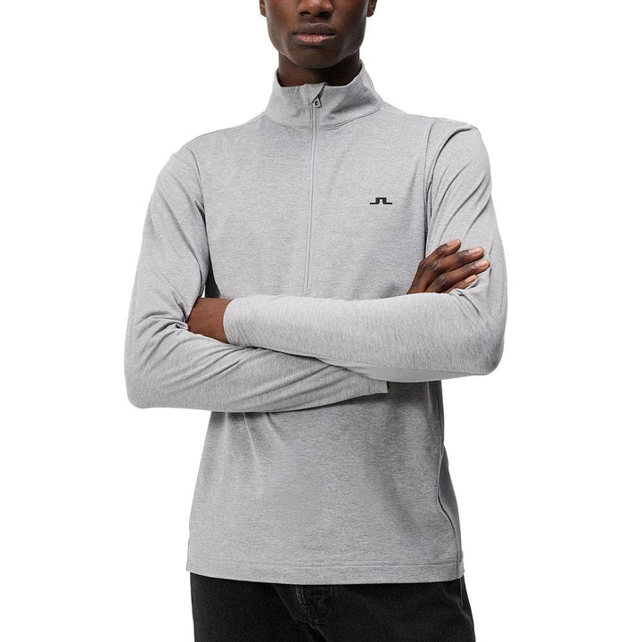 J.Lindeberg Luke Half Zip Mid Layer Golf Pullover Gray Melange - FW23