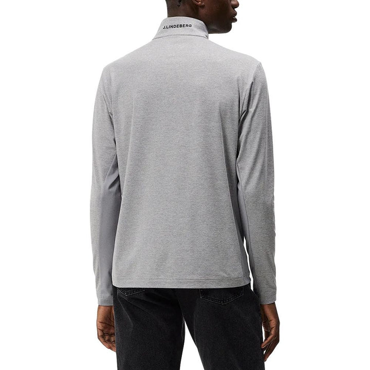 J.Lindeberg Luke Half Zip Mid Layer Golf Pullover Gray Melange - FW23