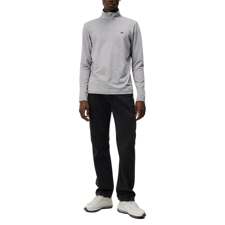 J.Lindeberg Luke Half Zip Mid Layer Golf Pullover Gray Melange - FW23