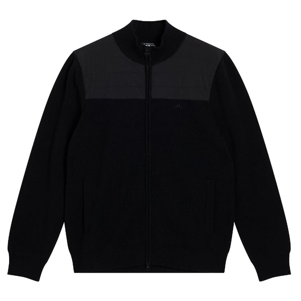 J.Lindeberg Bridge Knitted Hybrid Golf Jacket Black - FW23