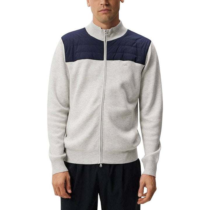 J.Lindeberg Bridge Knitted Hybrid Golf Jacket Light Gray Melange - FW23