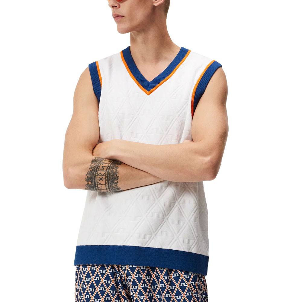 J.Lindeberg Finely Knitted Golf Vest White - FW23