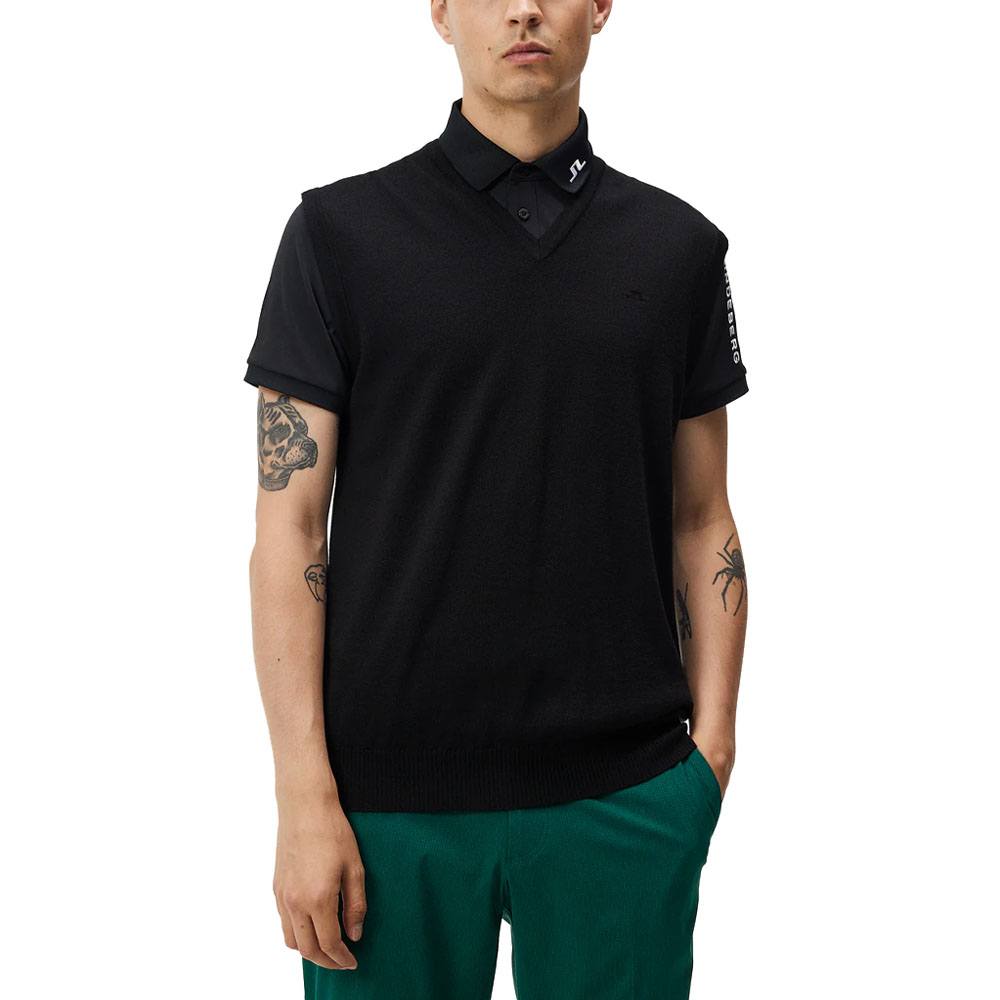 J.Lindeberg Liam Knitted Golf Vest Black - FW23