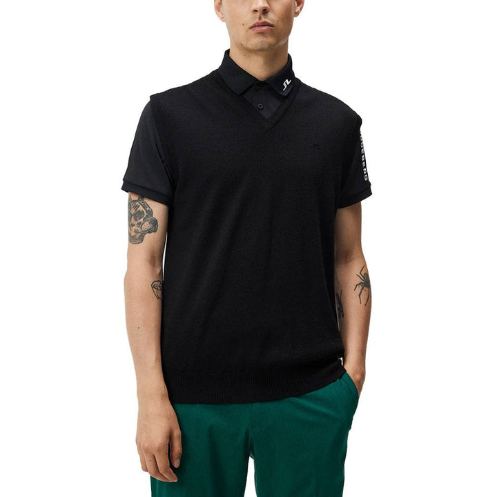 J.Lindeberg Liam Knitted Golf Vest Black - FW23