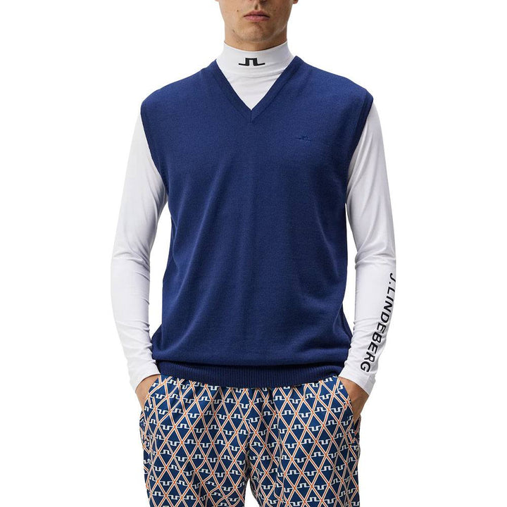J.Lindeberg Liam Knitted Golf Vest Estate Blue - FW23