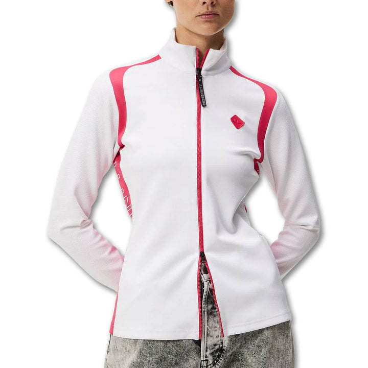 J.Lindeberg Solar Full Zip Mid Layer Golf Jacket White - FW23 Women