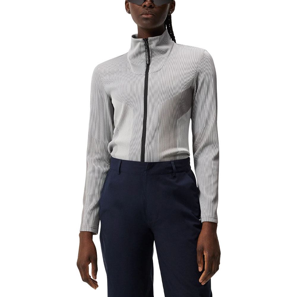 J.Lindeberg Slot Full Zip Mid Layer Golf Jacket Gray Melange - FW23 Women
