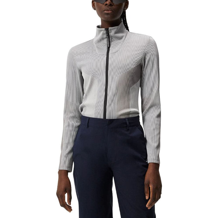 J.Lindeberg Slot Full Zip Mid Layer Golf Jacket Gray Melange - FW23 Women