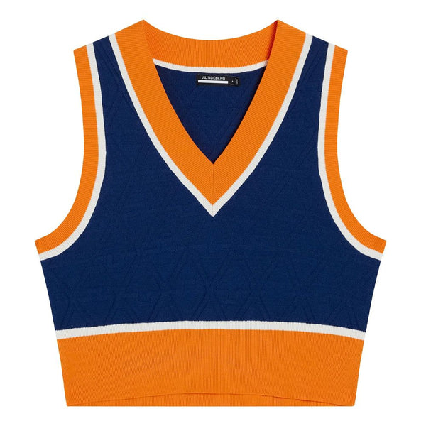 J.Lindeberg Barbados Knitted Golf Vest Estate Blue - FW23 Women