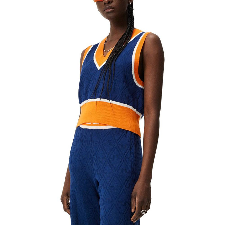 J.Lindeberg Barbados Knitted Golf Vest Estate Blue - FW23 Women