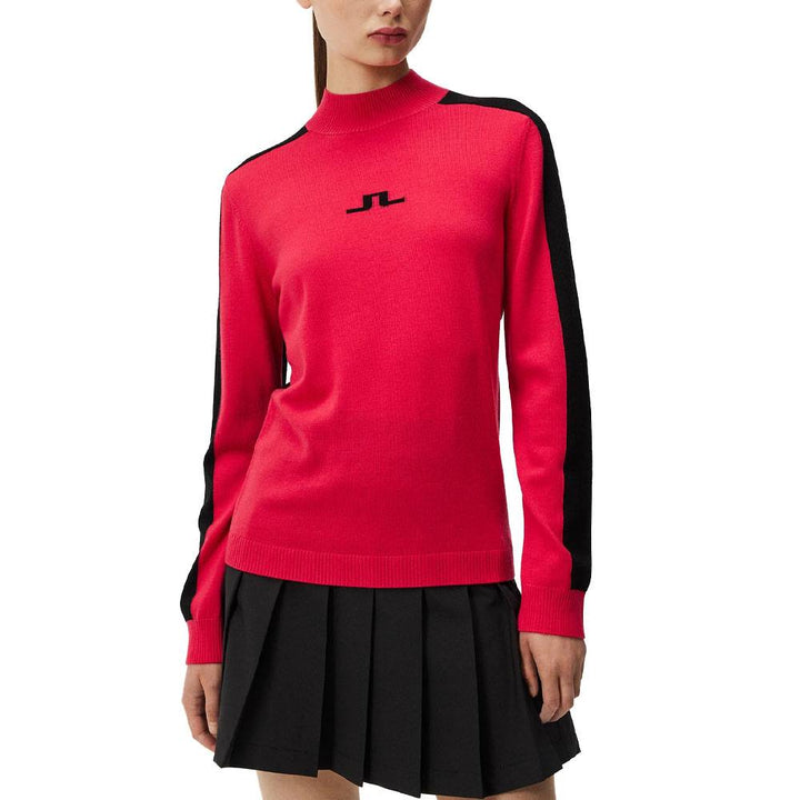 J.Lindeberg Adeline Knitted Golf Sweater Rose Red - FW23 Women