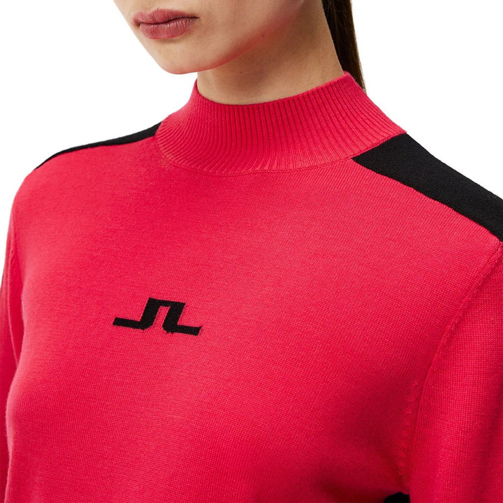 J.Lindeberg Adeline Knitted Golf Sweater Rose Red - FW23 Women