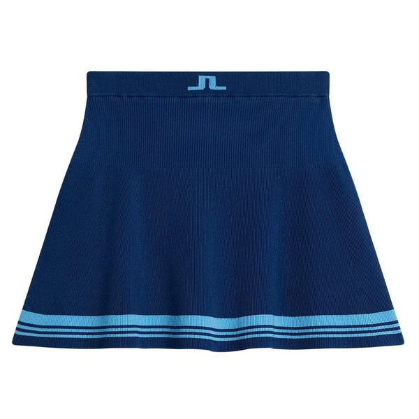 J.Lindeberg Frida Stripe Knitted FW Golf Skirt Estate Blue - FW23 Women