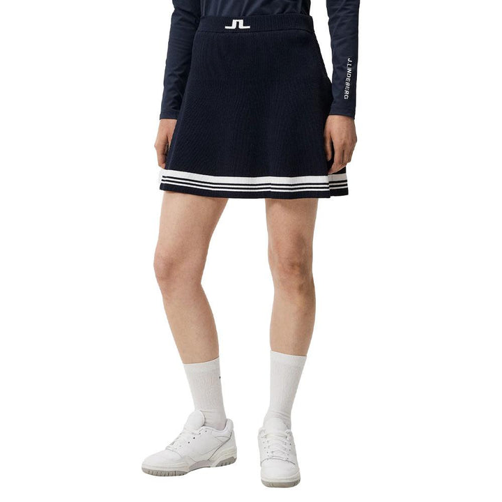J.Lindeberg Frida Stripe Knitted FW Golf Skirt JL Navy - FW23 Women