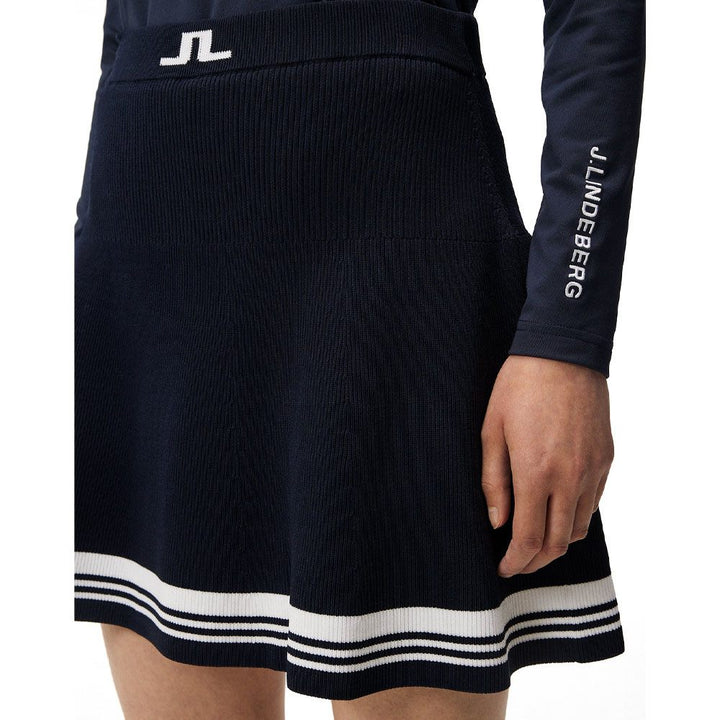 J.Lindeberg Frida Stripe Knitted FW Golf Skirt JL Navy - FW23 Women
