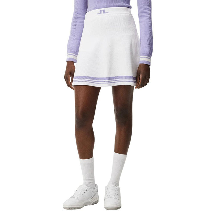 J.Lindeberg Frida Stripe Knitted FW Golf Skirt White - FW23 Women