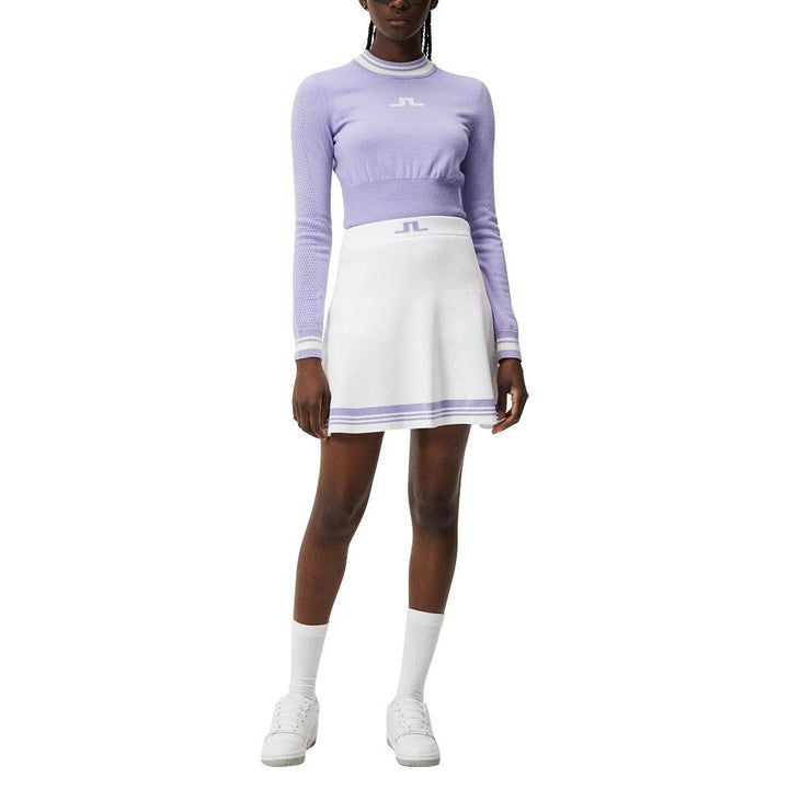 J.Lindeberg Frida Stripe Knitted FW Golf Skirt White - FW23 Women