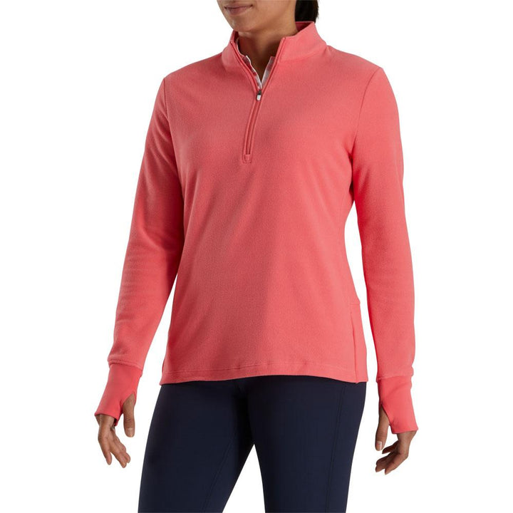 FootJoy Half-Zip Fleece Mid Layer Golf Pullover Bright Coral - FA23 Women