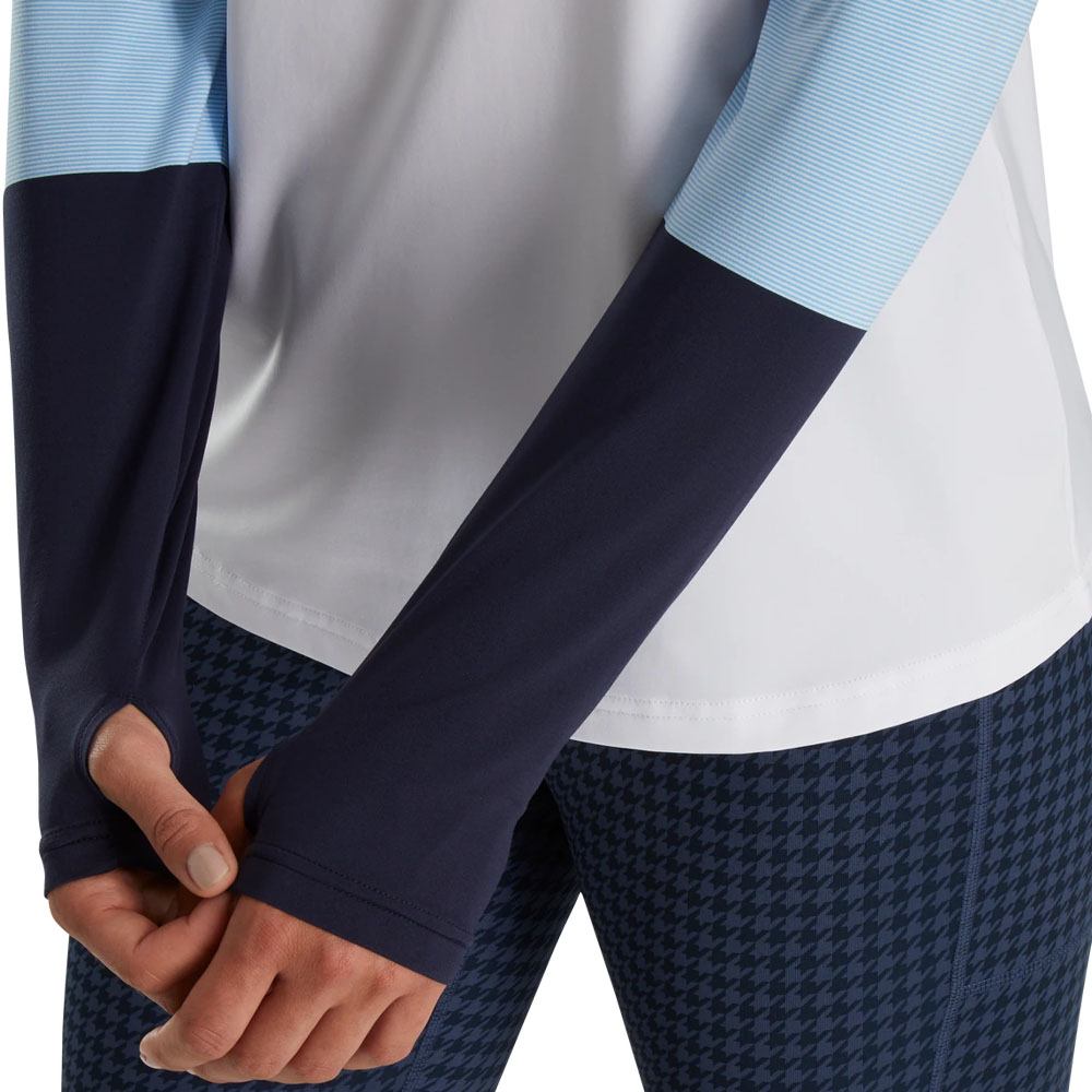 FootJoy Micro Stripe Sun Protection Golf Pullover Blue/Navy - FA23 Women