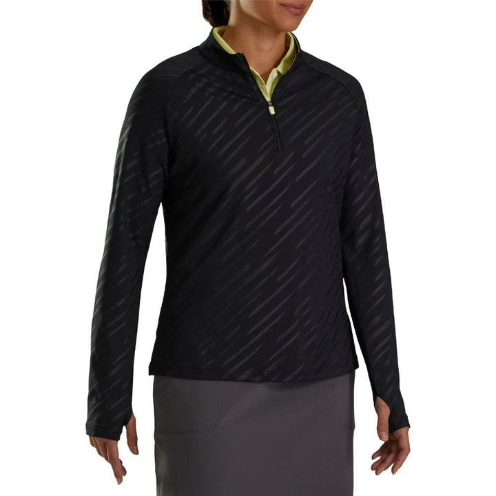 FootJoy Half-Zip Embossed Golf Pullover Black - FA23 Women