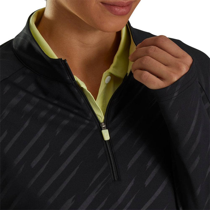 FootJoy Half-Zip Embossed Golf Pullover Black - FA23 Women