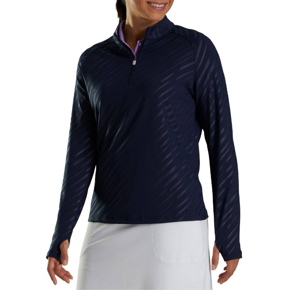 FootJoy Half-Zip Embossed Golf Pullover Navy - FA23 Women