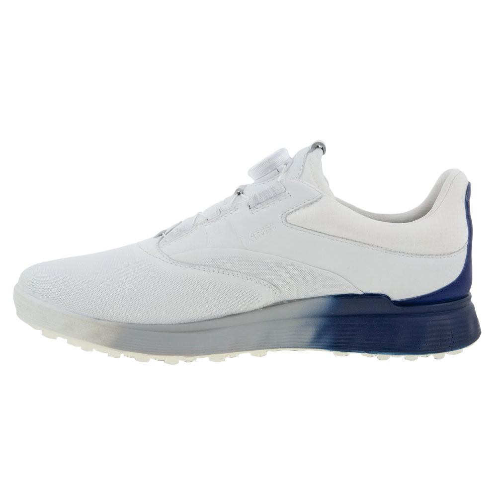 ECCO S-Three GTX BOA Spikeless Golf Shoes White/Blue Depths