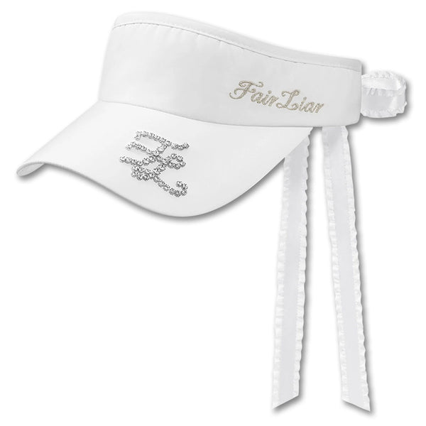 Fairliar Crystal Logo Ribbon Golf Visor White - 23 Women
