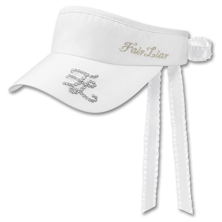 Fairliar Crystal Logo Ribbon Golf Visor White - 23 Women