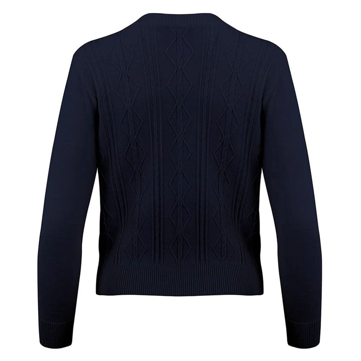 Fairliar Cable Pocket Round Neck Golf Cardigan Navy - FW23 Women