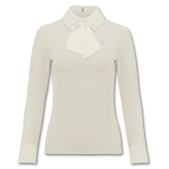 Fairliar Chiffon Ribbon Collar Golf Polo Beige - FW23 Women