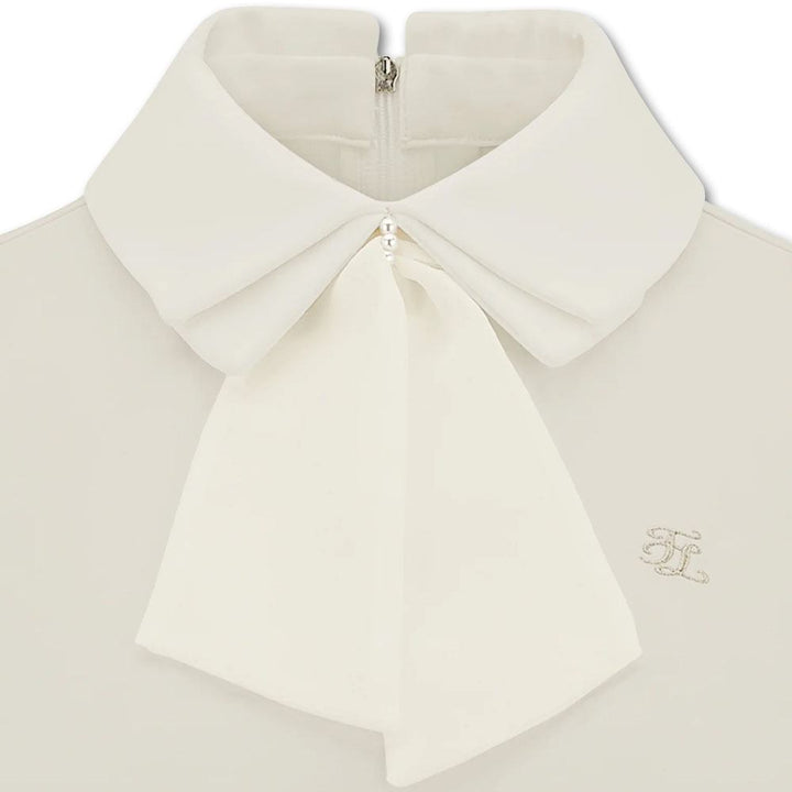 Fairliar Chiffon Ribbon Collar Golf Polo Beige - FW23 Women
