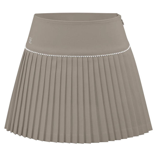 Fairliar Signature Pearl Flare Pleated Golf Skirt Beige - FW23 Women