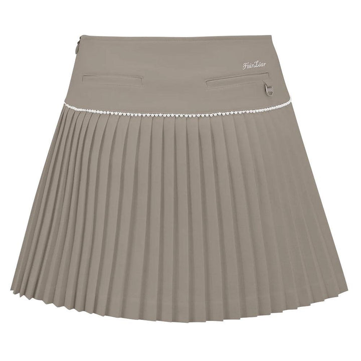 Fairliar Signature Pearl Flare Pleated Golf Skirt Beige - FW23 Women