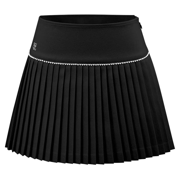 Fairliar Signature Pearl Flare Pleated Golf Skirt Black - FW23 Women