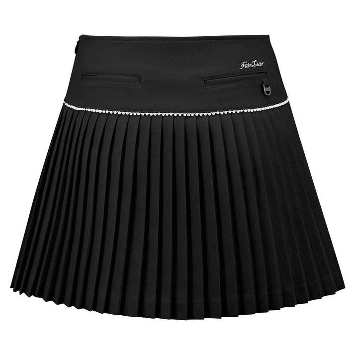 Fairliar Signature Pearl Flare Pleated Golf Skirt Black - FW23 Women