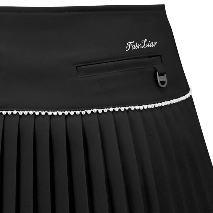 Fairliar Signature Pearl Flare Pleated Golf Skirt Black - FW23 Women