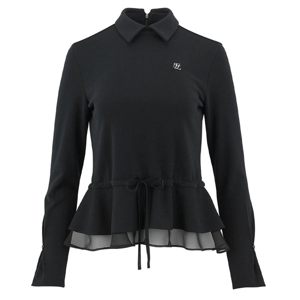 Fairliar Flare Chiffon Golf Polo Black - FW23 Women