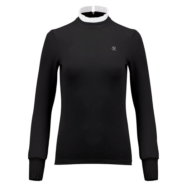 Fairliar Half High-Neck Ruffle Golf Mock Black - FW23 Women
