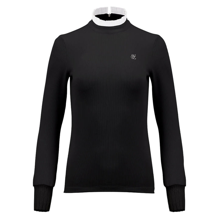 Fairliar Half High-Neck Ruffle Golf Mock Black - FW23 Women