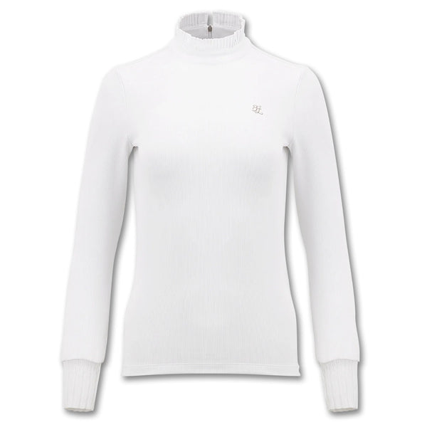 Fairliar Half High-Neck Ruffle Golf Mock White - FW23 Women