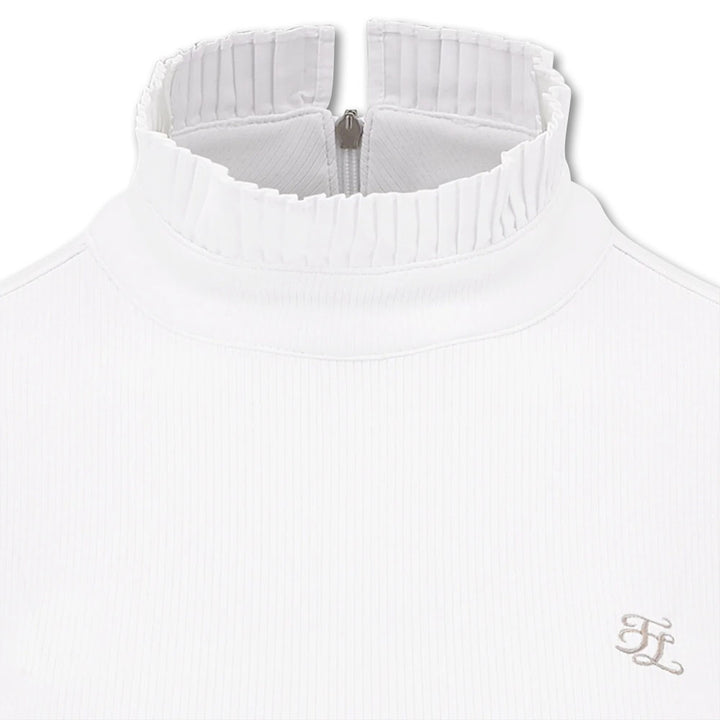 Fairliar Half High-Neck Ruffle Golf Mock White - FW23 Women
