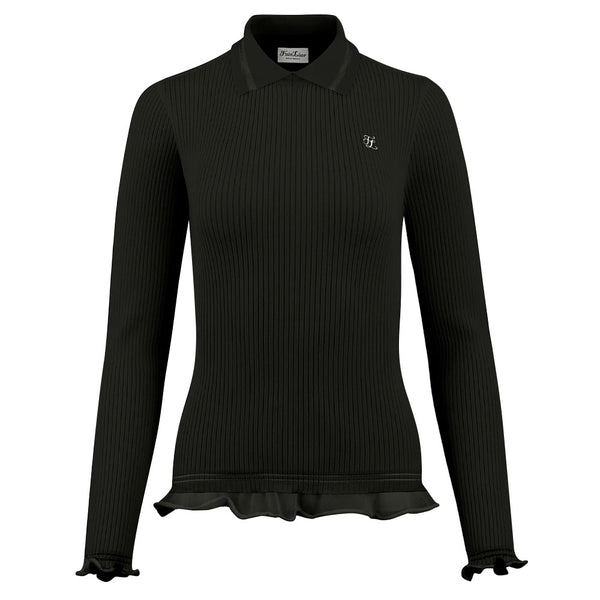 Fairliar Lace Collar Liv Knit Golf Polo Black - FW23 Women